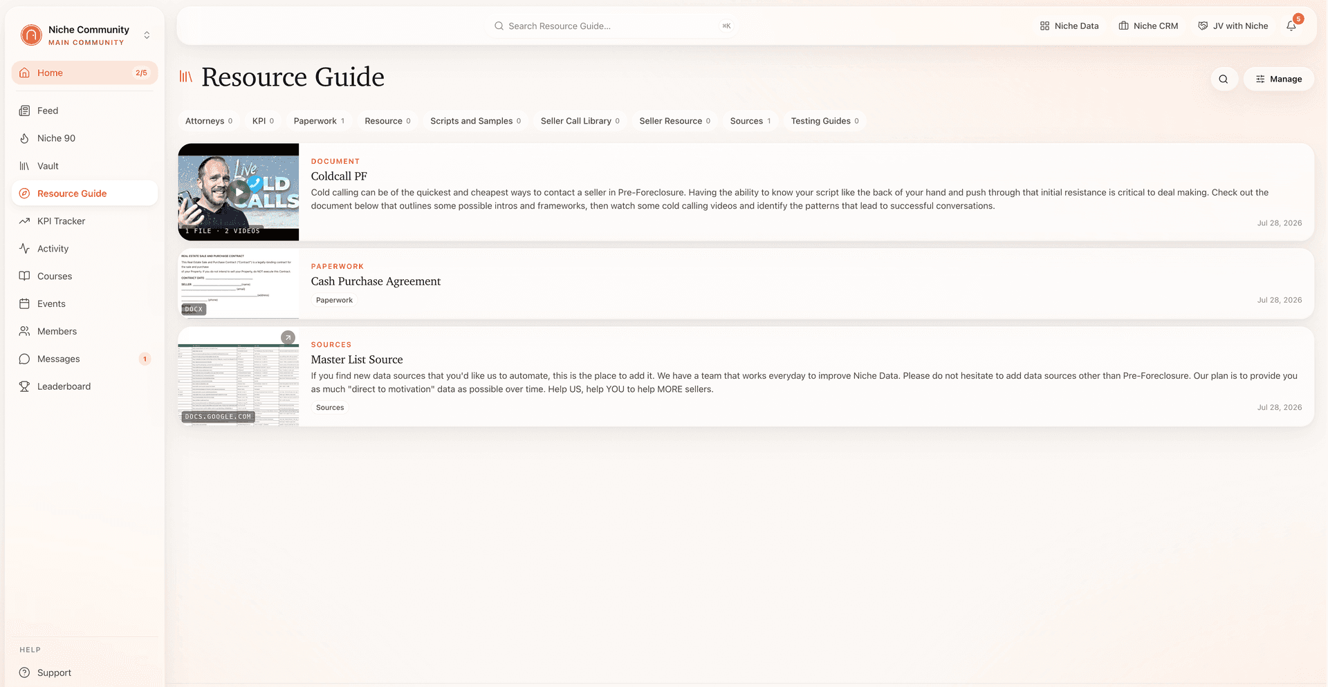 The Niche Community resource guide